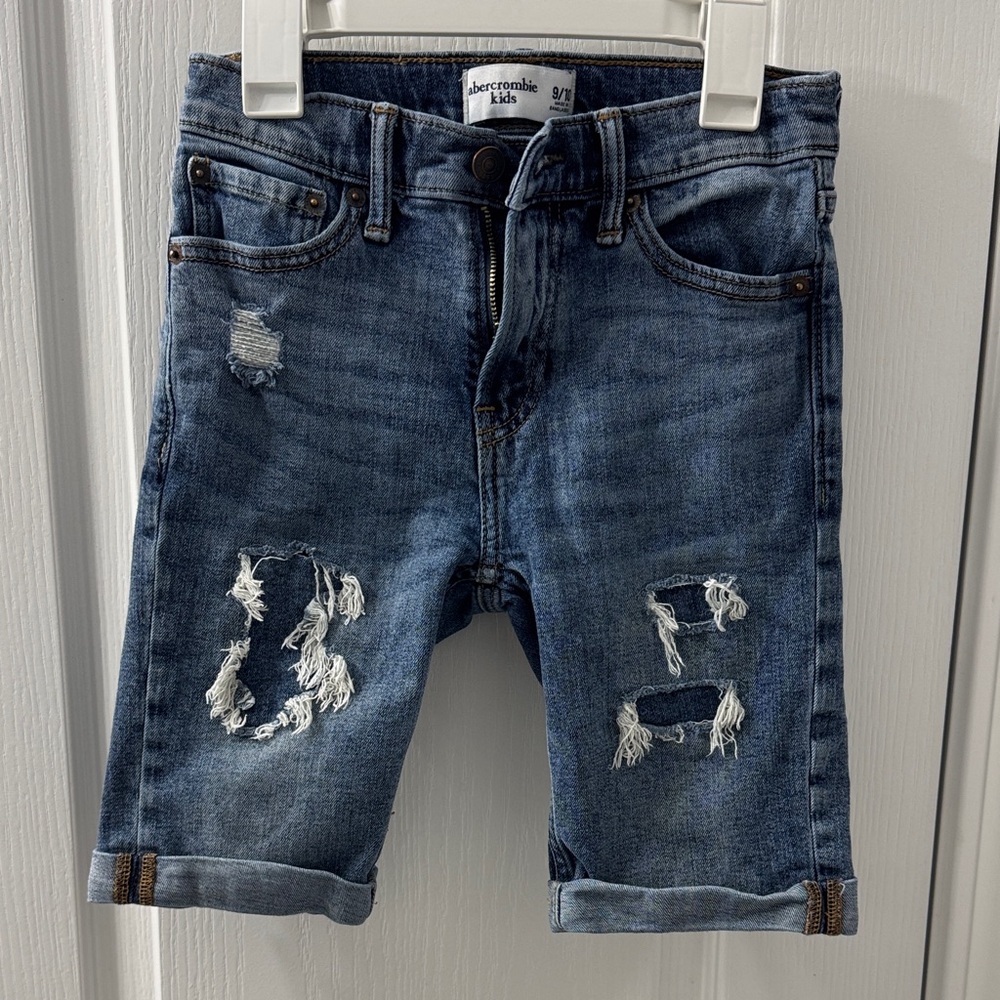 Abercrombie kids distressed denim shorts - blue wash